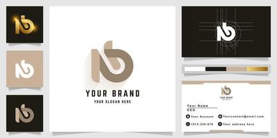 brief nb of nd monogram logo met bedrijf kaart ontwerp vector