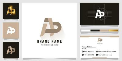 brief ap of ab monogram logo met bedrijf kaart ontwerp vector