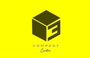 geel zwart e brief alfabet brief logo icoon ontwerp. creatief kubus ontwerp sjabloon voor bedrijf en bedrijf vector