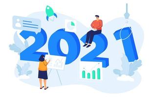 Gelukkig Nieuwjaar 2021 bedrijfsdoelstellingen concept vector