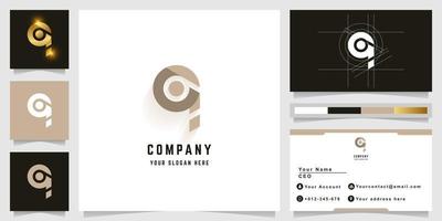 brief q of oke monogram logo met bedrijf kaart ontwerp vector