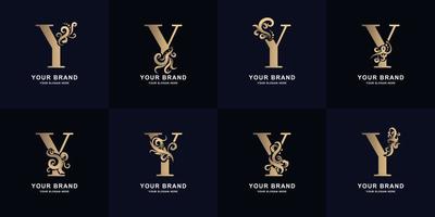 verzameling brief y logo met luxe ornament ontwerp vector