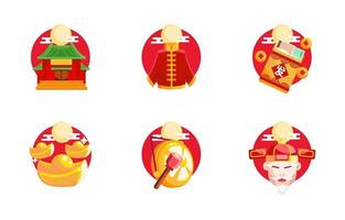 set van feest iconen van chinees nieuwjaar vector