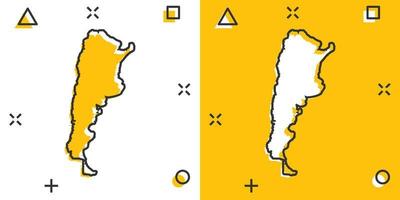 vector tekenfilm Argentinië kaart icoon in grappig stijl. Argentinië teken illustratie pictogram. cartografie kaart bedrijf plons effect concept.