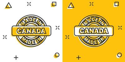 tekenfilm gemaakt in Canada icoon in grappig stijl. vervaardigd illustratie pictogram. produceren teken plons bedrijf concept. vector