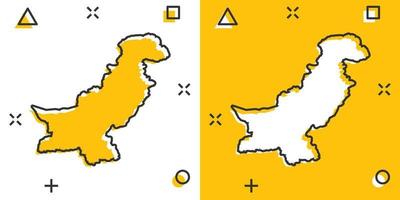 vector tekenfilm Pakistan kaart icoon in grappig stijl. Pakistan teken illustratie pictogram. cartografie kaart bedrijf plons effect concept.