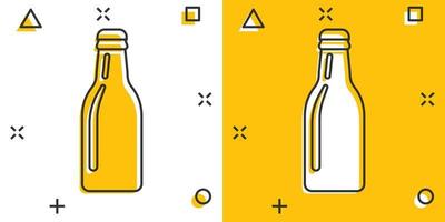 vector tekenfilm wijn, bier fles icoon in grappig stijl. alcohol fles concept illustratie pictogram. bier, wodka, wijn bedrijf plons effect concept.