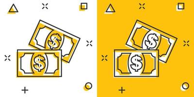 tekenfilm geld icoon in grappig stijl. dollar geld teken illustratie pictogram. munt plons bedrijf concept. vector