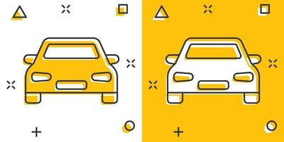 vector tekenfilm auto icoon in grappig stijl. auto- voertuig illustratie pictogram. auto sedan plons effect concept.