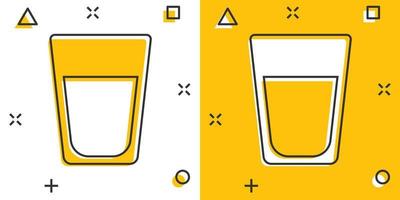 water glas icoon in grappig stijl. Frisdrank glas vector tekenfilm illustratie pictogram. vloeistof water bedrijf concept plons effect.