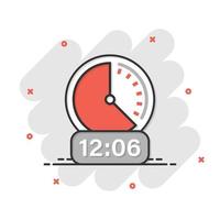 klok icoon in grappig stijl. kijk maar tekenfilm vector illustratie Aan wit geïsoleerd achtergrond. timer plons effect bedrijf concept.