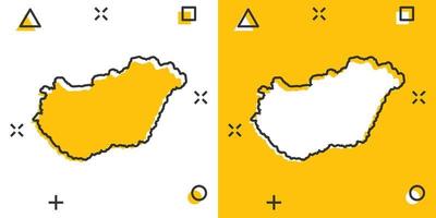 vector tekenfilm Hongarije kaart icoon in grappig stijl. Hongarije teken illustratie pictogram. cartografie kaart bedrijf plons effect concept.