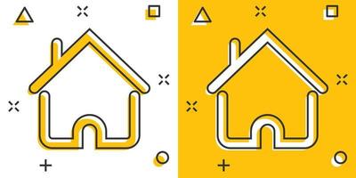 huis gebouw icoon in grappig stijl. huis appartement vector tekenfilm illustratie pictogram. huis woning bedrijf concept plons effect.