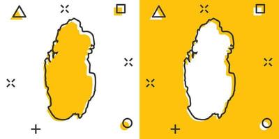 vector tekenfilm qatar kaart icoon in grappig stijl. qatar teken illustratie pictogram. cartografie kaart bedrijf plons effect concept.