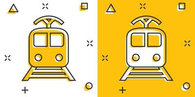 vector tekenfilm trein vervoer icoon in grappig stijl. trein teken illustratie pictogram. vervoer bedrijf plons effect concept.