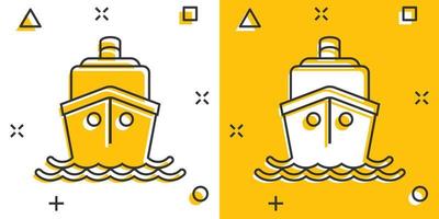 schip reis teken icoon in grappig stijl. lading boot vector tekenfilm illustratie Aan wit geïsoleerd achtergrond. vaartuig bedrijf concept plons effect.