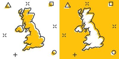 vector tekenfilm Super goed Brittannië kaart icoon in grappig stijl. Super goed Brittannië teken illustratie pictogram. cartografie kaart bedrijf plons effect concept.