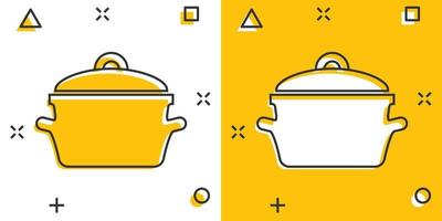 vector tekenfilm Koken pan icoon in grappig stijl. keuken pot concept illustratie pictogram. pan uitrusting bedrijf plons effect concept.