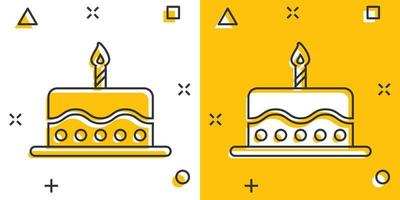 tekenfilm verjaardag taart icoon in grappig stijl. vers taart muffin teken illustratie pictogram. koekje bedrijf concept. vector