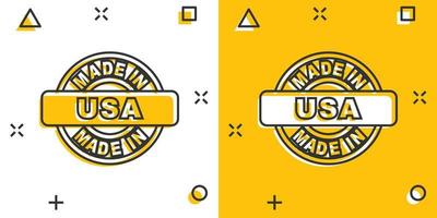 tekenfilm gemaakt in Verenigde Staten van Amerika icoon in grappig stijl. vervaardigd illustratie pictogram. produceren teken plons bedrijf concept. vector