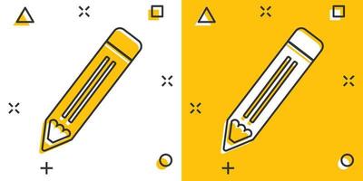 vector tekenfilm potlood icoon in grappig stijl. pen teken illustratie pictogram. potlood bedrijf plons effect concept.