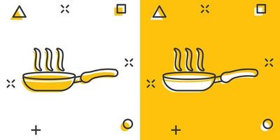 vector tekenfilm frituren pan icoon in grappig stijl. Koken pan concept illustratie pictogram. koekepan keuken uitrusting bedrijf plons effect concept.