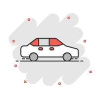 auto icoon in grappig stijl. auto- voertuig tekenfilm vector illustratie Aan wit geïsoleerd achtergrond. sedan plons effect bedrijf concept.