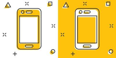 telefoon apparaat teken icoon in grappig stijl. smartphone vector tekenfilm illustratie Aan wit geïsoleerd achtergrond. telefoon bedrijf concept plons effect.