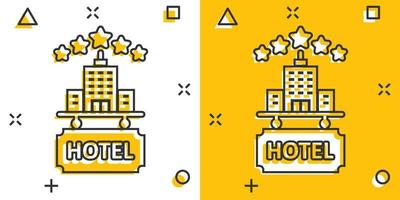 hotel 3 sterren teken icoon in grappig stijl. cafe gebouw tekenfilm vector illustratie Aan wit geïsoleerd achtergrond. herberg kamer plons effect bedrijf concept.