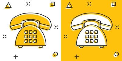 vector tekenfilm telefoon icoon in grappig stijl. telefoon teken illustratie pictogram. telefoon bedrijf plons effect concept.