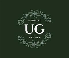 ug initialen brief bruiloft monogram logos verzameling, hand- getrokken modern minimalistisch en bloemen Sjablonen voor uitnodiging kaarten, opslaan de datum, elegant identiteit voor restaurant, boetiek, cafe in vector