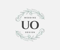 uo initialen brief bruiloft monogram logos verzameling, hand- getrokken modern minimalistisch en bloemen Sjablonen voor uitnodiging kaarten, opslaan de datum, elegant identiteit voor restaurant, boetiek, cafe in vector