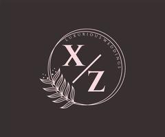 xz initialen brief bruiloft monogram logos sjabloon, hand- getrokken modern minimalistisch en bloemen Sjablonen voor uitnodiging kaarten, opslaan de datum, elegant identiteit. vector