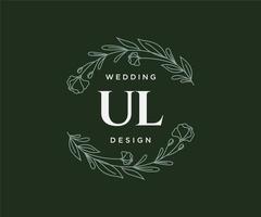 ul initialen brief bruiloft monogram logos verzameling, hand- getrokken modern minimalistisch en bloemen Sjablonen voor uitnodiging kaarten, opslaan de datum, elegant identiteit voor restaurant, boetiek, cafe in vector