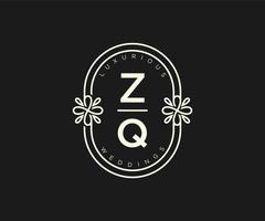 zq initialen brief bruiloft monogram logos sjabloon, hand- getrokken modern minimalistisch en bloemen Sjablonen voor uitnodiging kaarten, opslaan de datum, elegant identiteit. vector