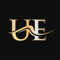 brief ue logo ontwerp sjabloon monogram bedrijf en bedrijf logotype vector