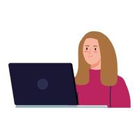 jonge vrouw met laptop, surfen op internet vector