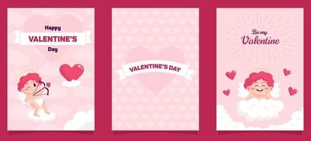 valentijnsdag dag kaarten met cupido's vector