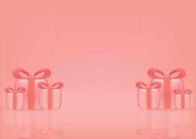 vakantie, Cadeau, viering achtergrond met 3d geïsoleerd roze geschenk dozen vector