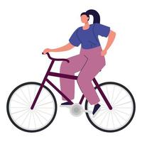 vrouwenrit in fiets, jonge vrouwenfiets, sportactiviteit vector