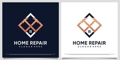 huis reparatie logo ontwerp sjabloon met creatief element en uniek concept vector