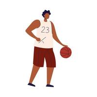 man afro basketballer op witte achtergrond vector