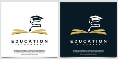 onderwijs logo sjabloon met boek en pen vector
