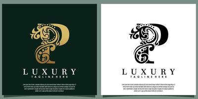 luxe logo ontwerp met eerste brief p vector