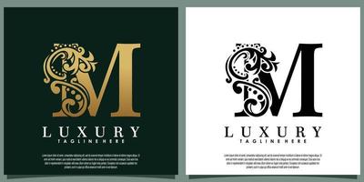 luxe logo ontwerp met eerste brief m vector