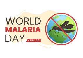 wereld malaria dag Aan april 25 illustratie met aarde beschermde van muggen in vlak tekenfilm hand- getrokken voor web banier of landen bladzijde Sjablonen vector