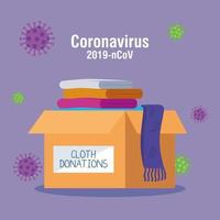 kartonnen donatiebox kleding, sociale zorg, tijdens coronavirus covid 19 vector