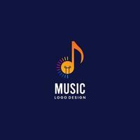 creatief muziek- logo, muziek- Notitie combineren met licht lamp logo modern concept vector