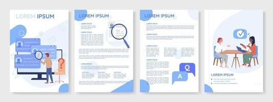 screening kandidaat CV en hervat vlak vector brochure sjabloon. werving werkwijze boekje, brochure afdrukbare kleur ontwerpen. bewerkbare tijdschrift bladzijde, rapporten uitrusting met tekst ruimte