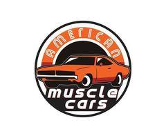 Amerikaans spier auto's etiket vector spier auto logo